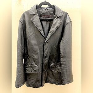 Charles Klein Men’s Black Leather Blazer GREAT CONDITION! Size XL